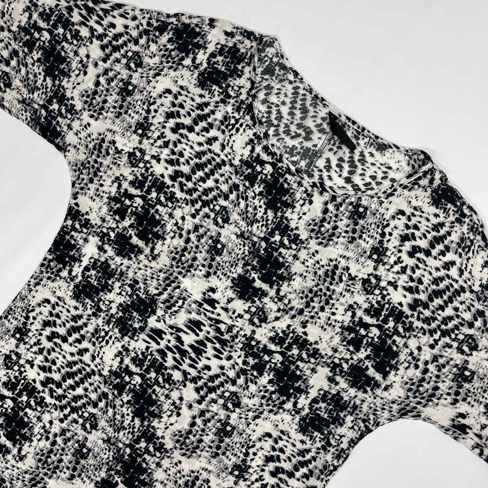 Woolworths Abstract Animal Print Tunic Top Black White Size 8 Viscose Boho‎